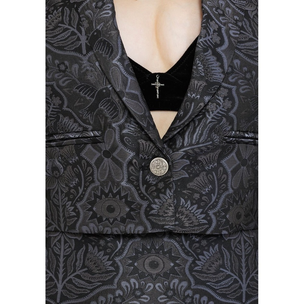 NWT Disturbia Black Jacquard Cropped Blazer - Picture 4 of 9